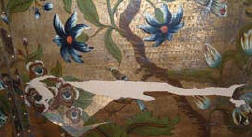 painted screen before conservation and restoration