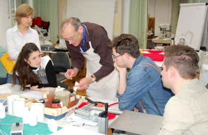 Theo Sturge teaching leather conservation and resotoration in Vienna